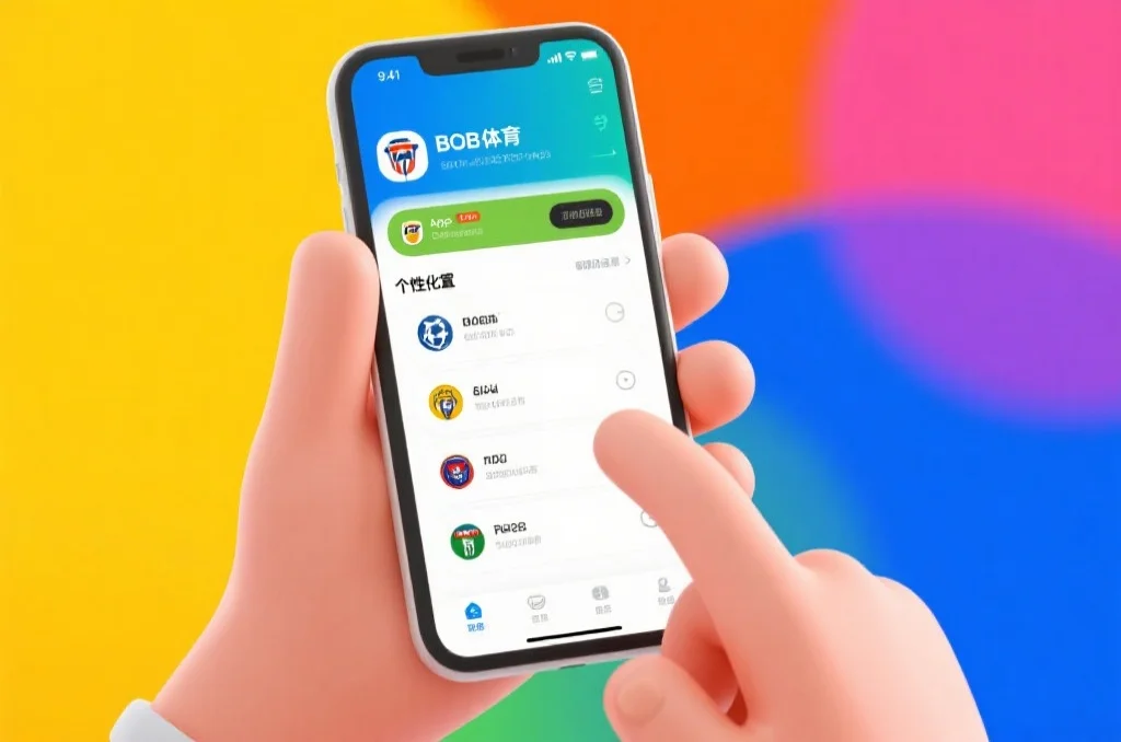 BOB体育App用户正在个性化设置界面,选择喜爱的体育项目和球队,界面色彩明快,布局清晰