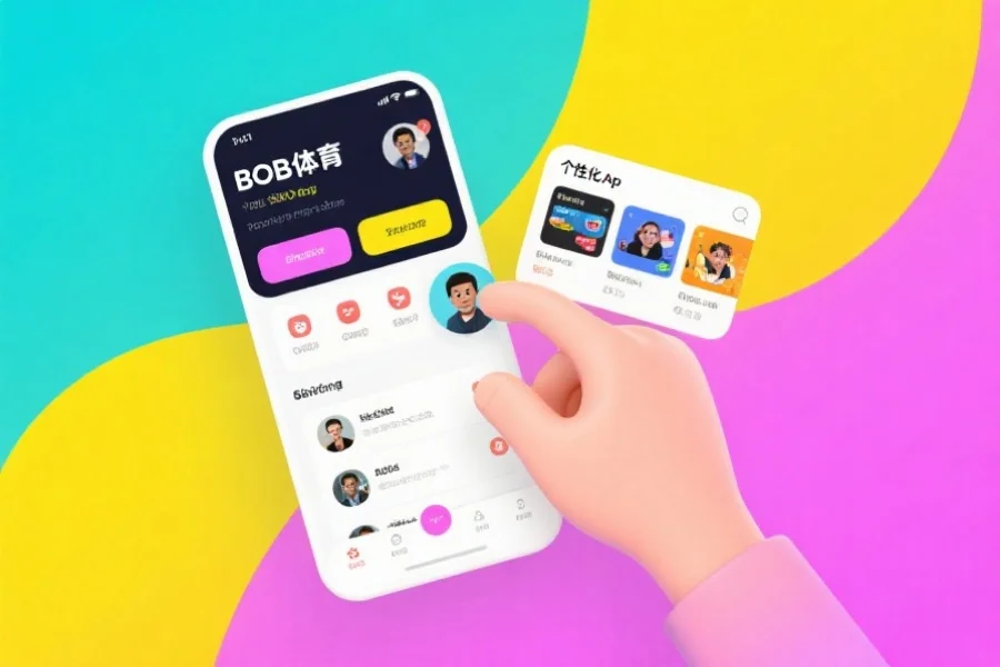 展示BOB体育App个性化设置页面,用户正在更换头像并自定义兴趣内容,界面现代、色彩明快